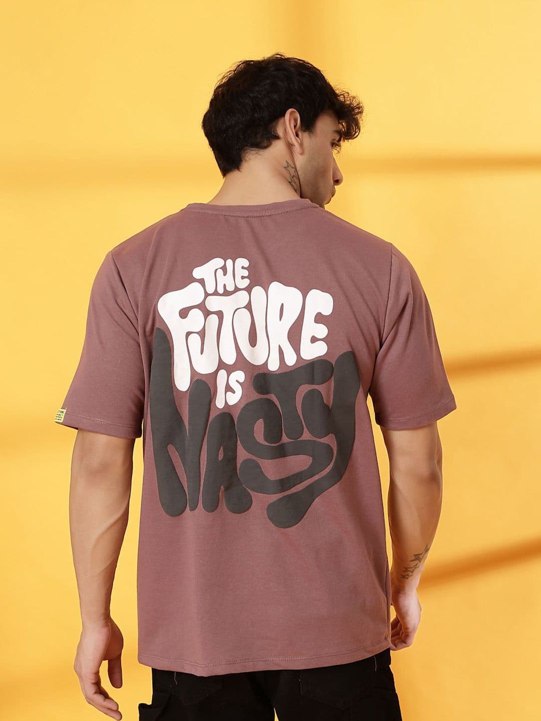 Rigo Unisex Typography Printed Round Neck Cotton Oversized T-shirt