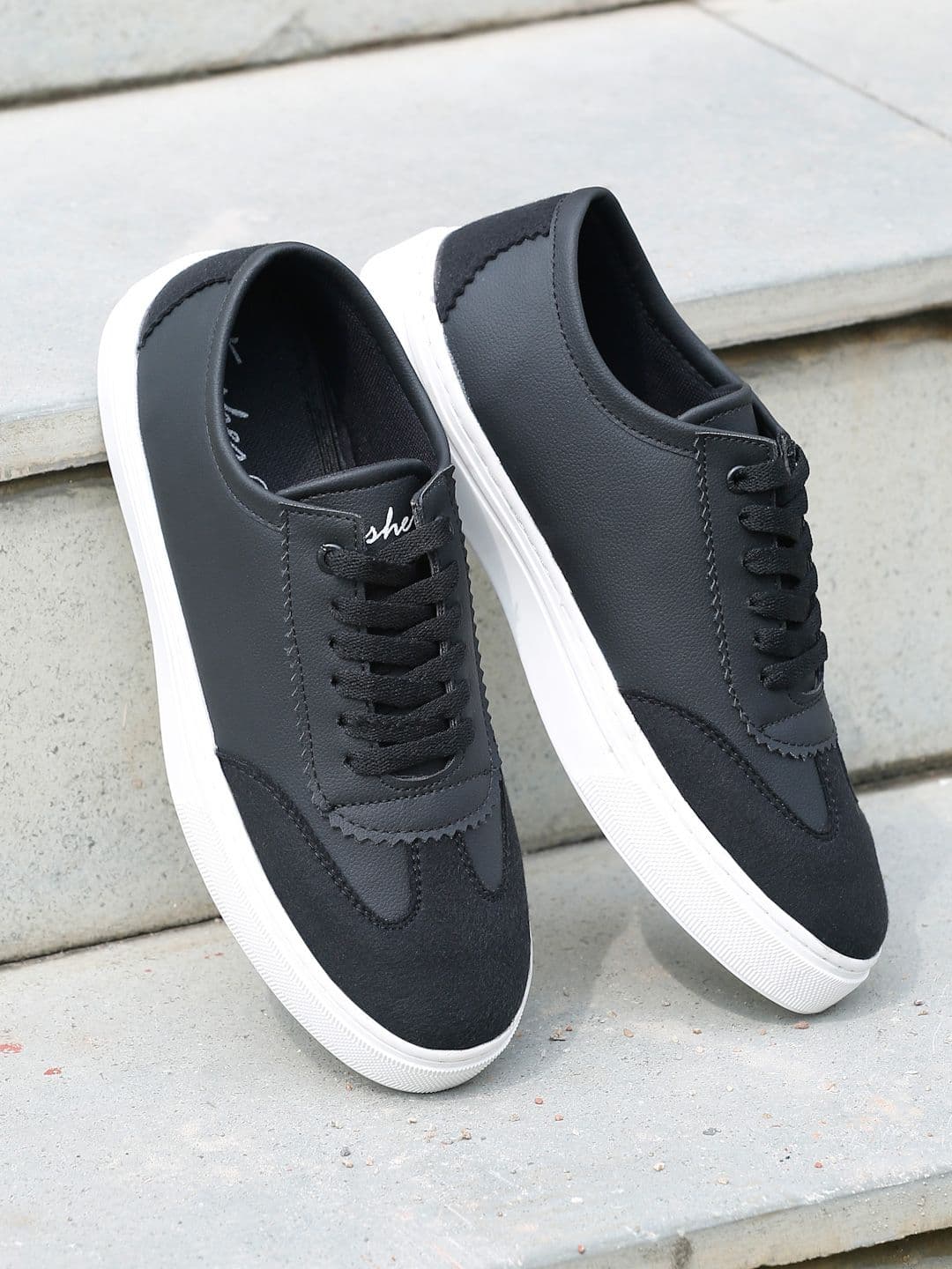 Kosher Men Suede & Synthetic Leather Low-Top Sneakers