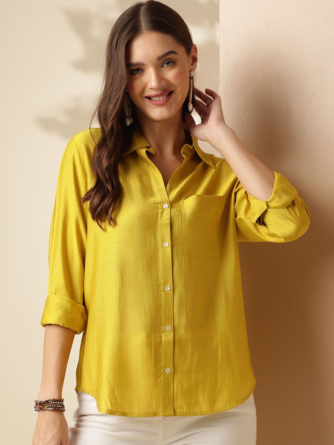 Anouk Women Solid Spread Collar Shirt